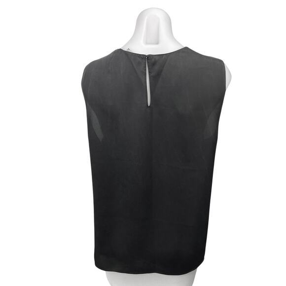 Theory 100% Silk Black Straight Shell Modern Georgette Sleeveless Blouse Top XL - Picture 2 of 4